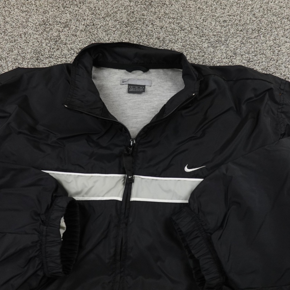 VTG Nike Jacket‎ Mens XL Black Full Zip Reflective Windbreaker Coat Run Gym Y2K - Picture 3 of 10